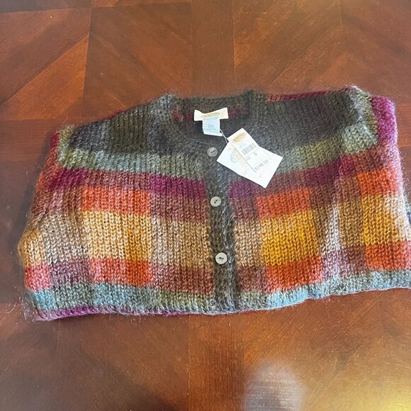 Talbots‎ Hand Knit Striped Cardigan Sweater S Multicolor mohair Button Front - Picture 10 of 10